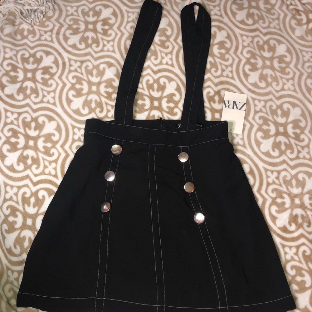Flowy Mini Skirt with Suspenders